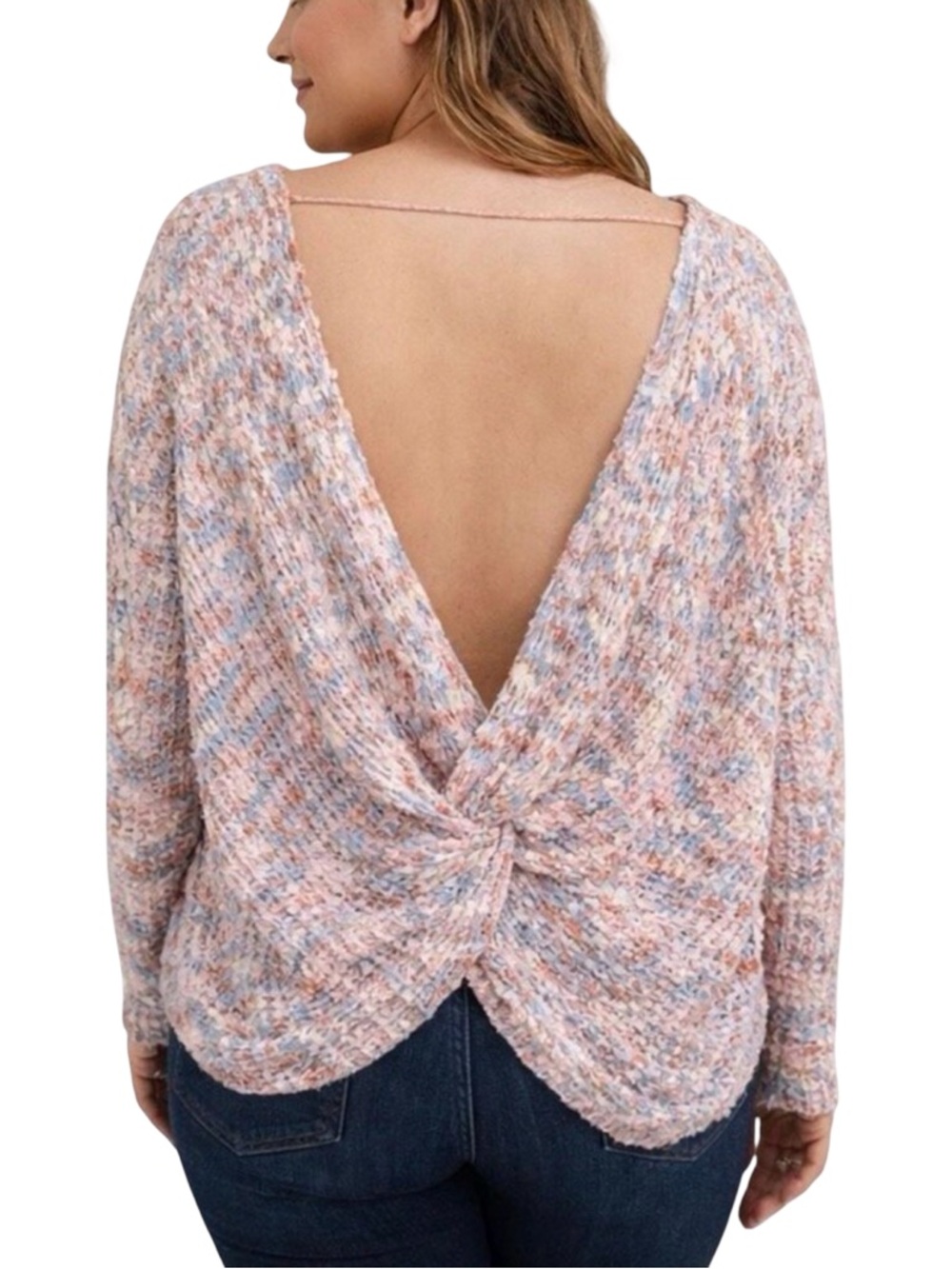 Hayden Los Angeles Confetti Twist Open Back Sweater - Size 3XL